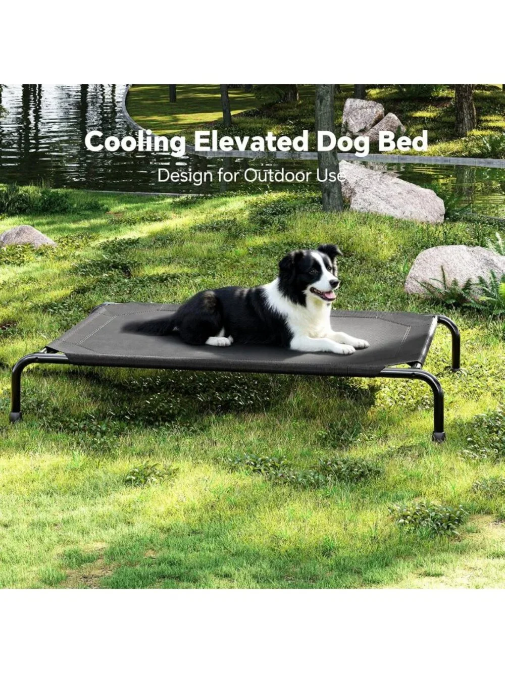 Elevated Waterproof Dog Bed for Large Dogs - Breathable Mesh, Indoor/Outdoor